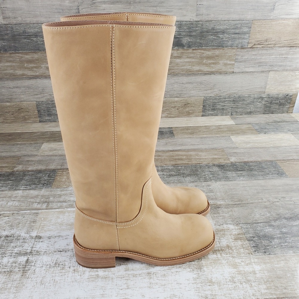 Steve Madden Riggs Womens Boots Sz 8.5 Comfort Banana Leather Pull On Block Heel